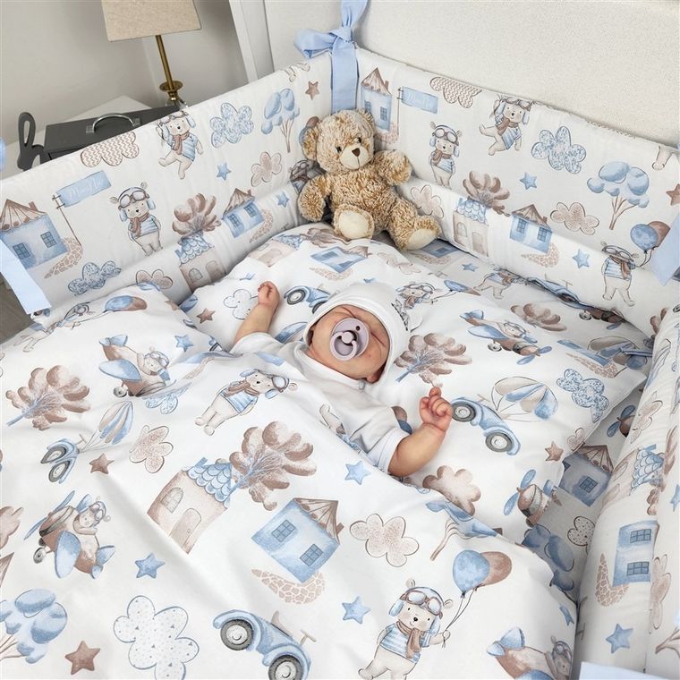 MimiNu, Piloci błękit, lekki kocyk dziecięcy, minky, 60-70 cm