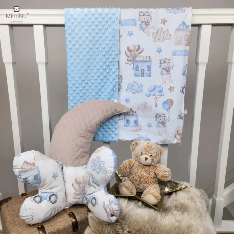 MimiNu, Piloci, kocyk, błękitny, 75-100 cm