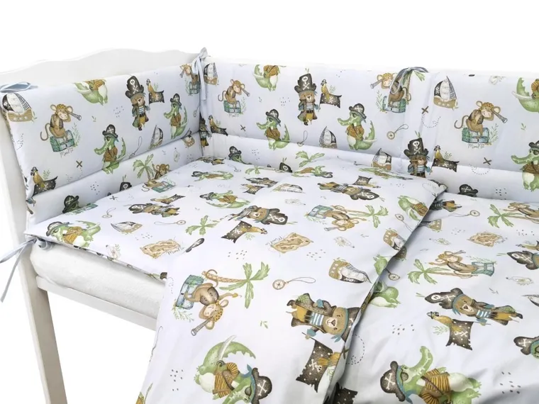 MimiNu, Piraci, 3-częściowy komplet pościeli, błękit, 100-135 cm