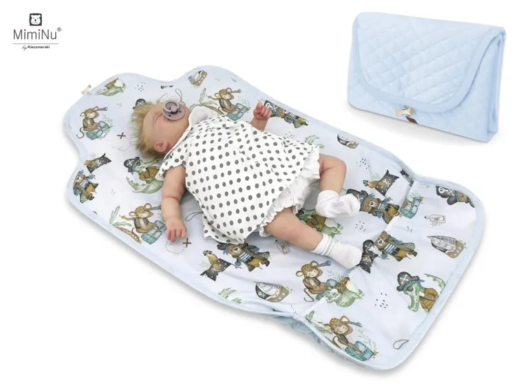 MimiNu, Piraci, przewijak turystyczny, velvet pikowany, błękit