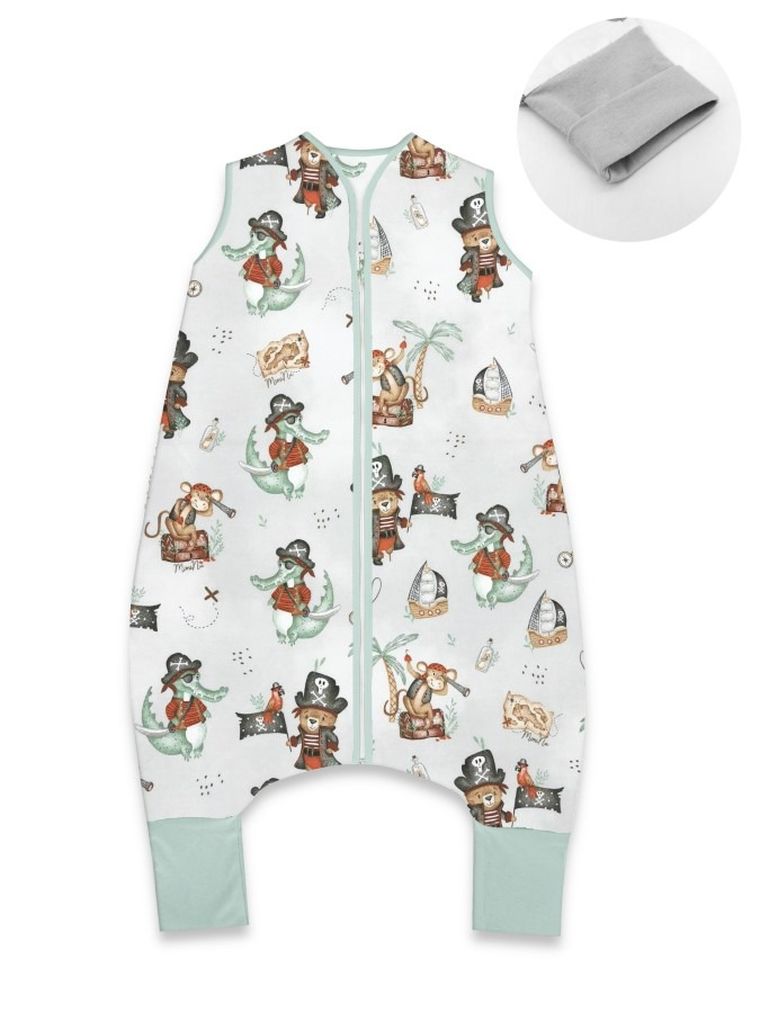 MimiNu, Piraci, śpiworek do spania z nogawkami, natural, całoroczny, TOG 2-2.5, rozmiar S, 1-2.5 l