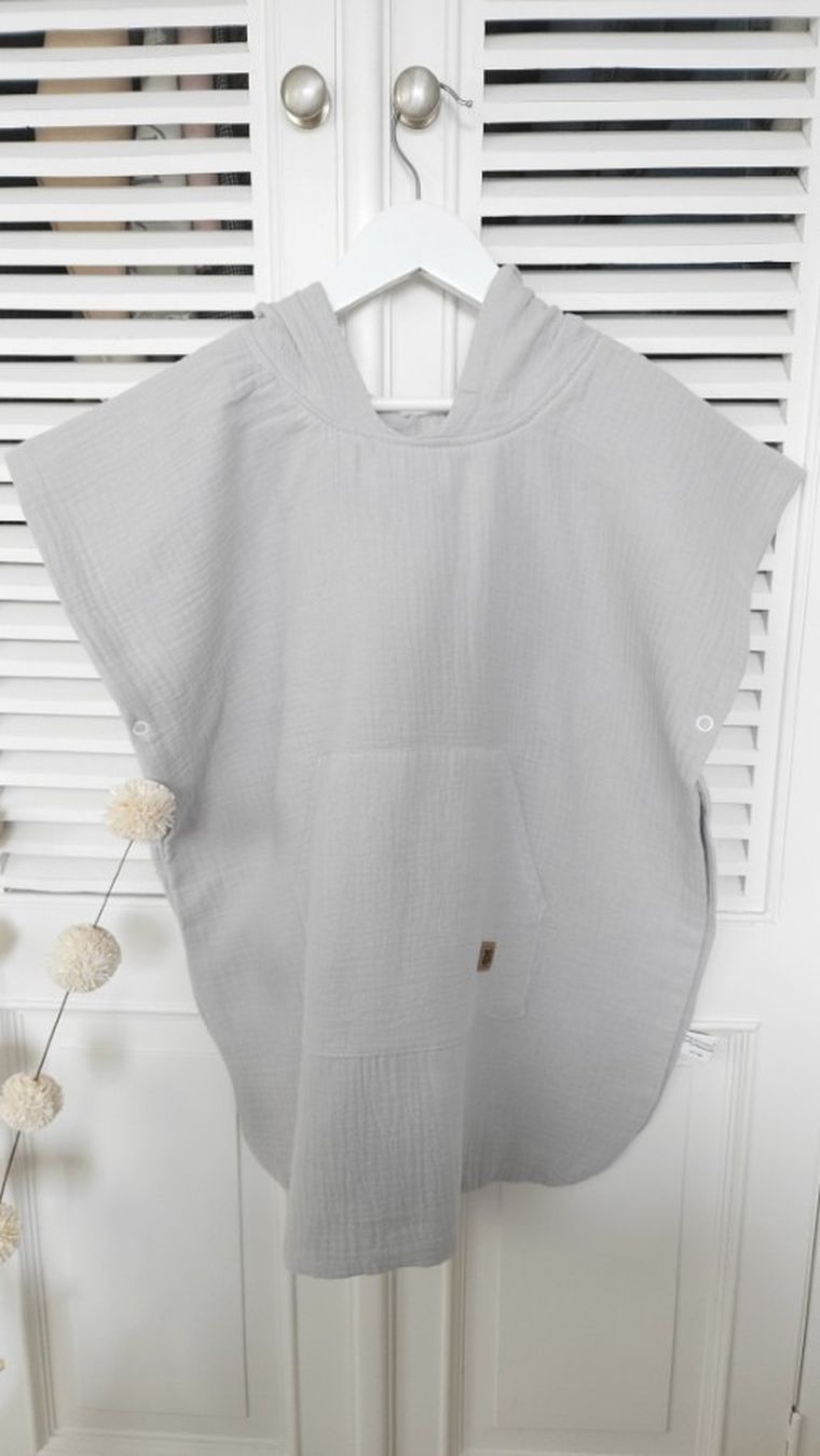 MimiNu, ponczo plażowe, szybkoschnące, rozmiar 1-4, muślin, szary