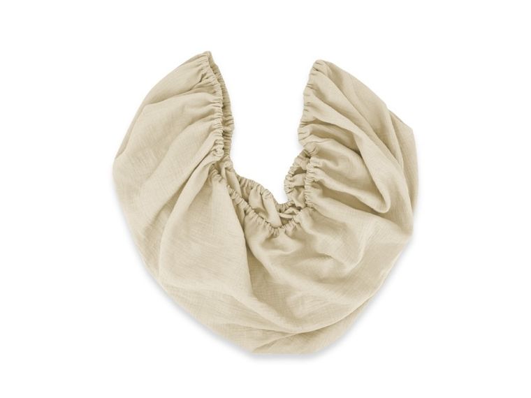 MimiNu, prześcieradło do łóżeczka, muślin, ciepły beż, 120-60 cm