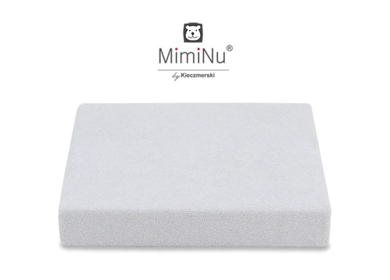 MimiNu, prześcieradło frotte z gumką do kołyski, 40-90 cm, szare