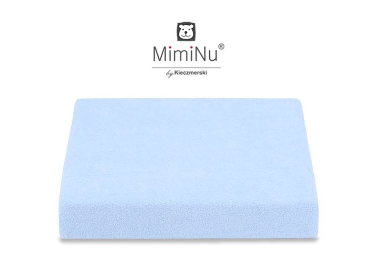 MimiNu, prześcieradło frotte z gumką do wózka, jasnoniebieskie, 35-80 cm