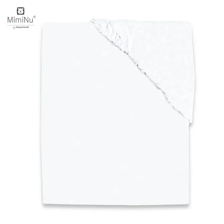 MimiNu, prześcieradło jersey z gumką, białe, 80-160 cm