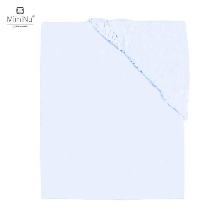 MimiNu, prześcieradło z gumką, jersey, błękitne, 60-120 cm