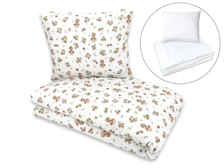 MimiNu, Quattro, Kaczuszki, 2-częściowy komplet pościeli z wypełnieniem, beż, 100-160 cm