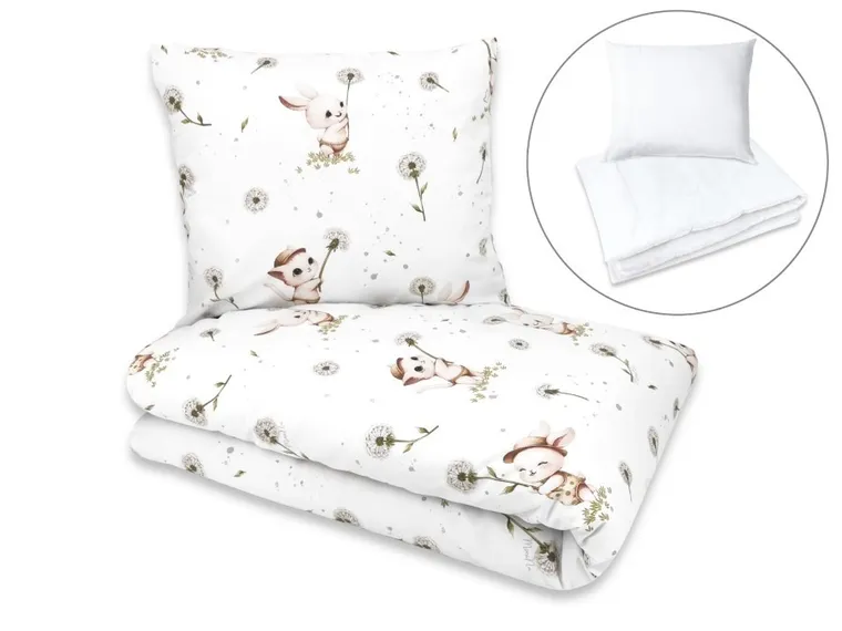 MimiNu, Quattro, Kotki, 2-częściowy komplet pościeli z wypełnieniem, beż, 100-160 cm