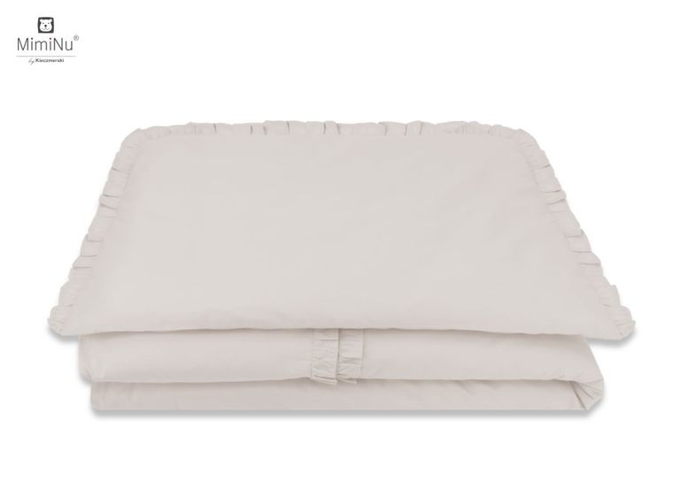 MimiNu, Royal, 2-częściowy komplet pościeli bawełnianej z falbanką, beż, 100-135 cm