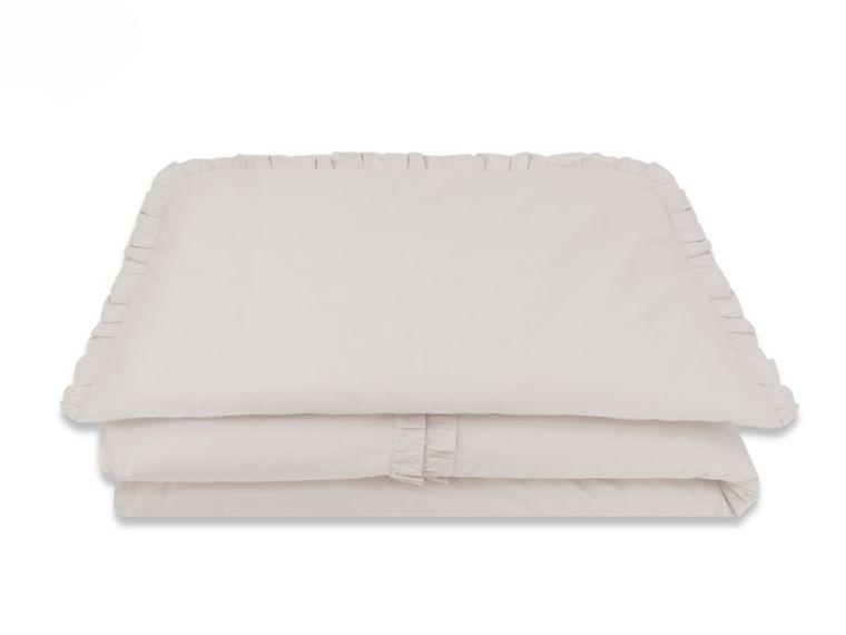 MimiNu, Royal, 2-częściowy komplet pościeli bawełnianej z falbanką, beż, 120-90 cm