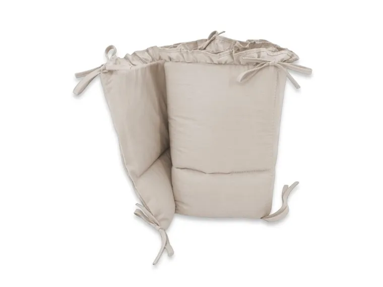 MimiNu, Royal, ochraniacz do łóżeczka z falbanką, bawełniany, beż, 180-30 cm