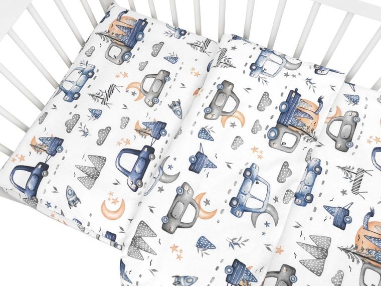 MimiNu, Samochodziki Niebieskie, 3-częściowy komplet pościeli, 100-135 cm