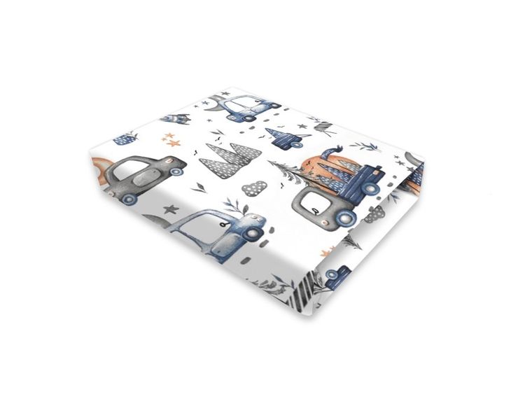 MimiNu, Samochodziki Niebieskie, prześcieradło do kołyski, 40-90 cm