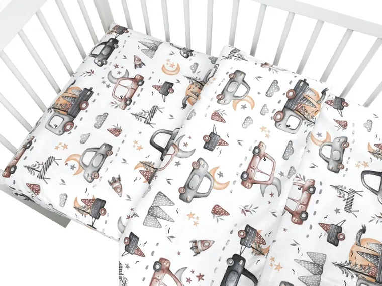 MimiNu, Samochodziki Szare, 2-częściowy komplet pościeli, 100-135 cm