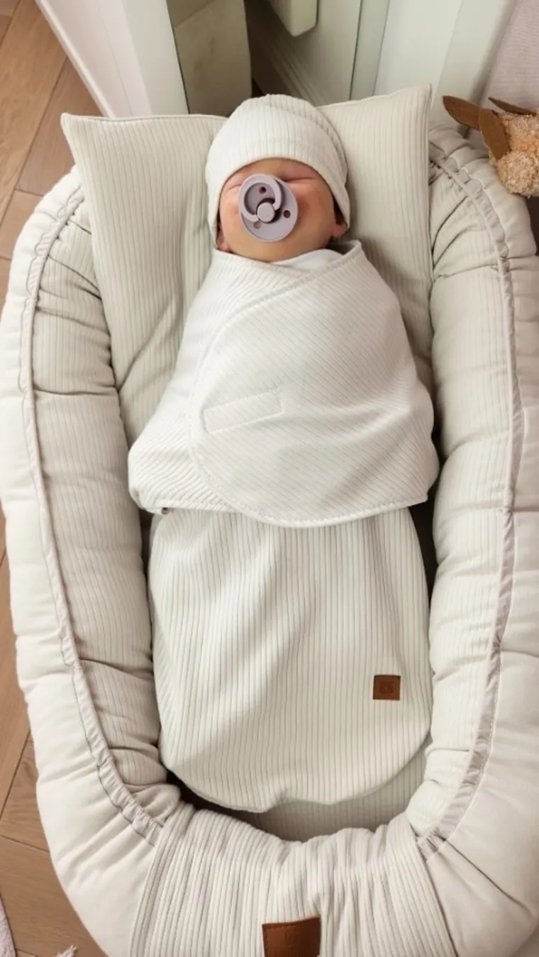 MimiNu, Soft, Leo, komplet: śpiworek + czapeczka, beż, TOG 0.5, 0-3 m