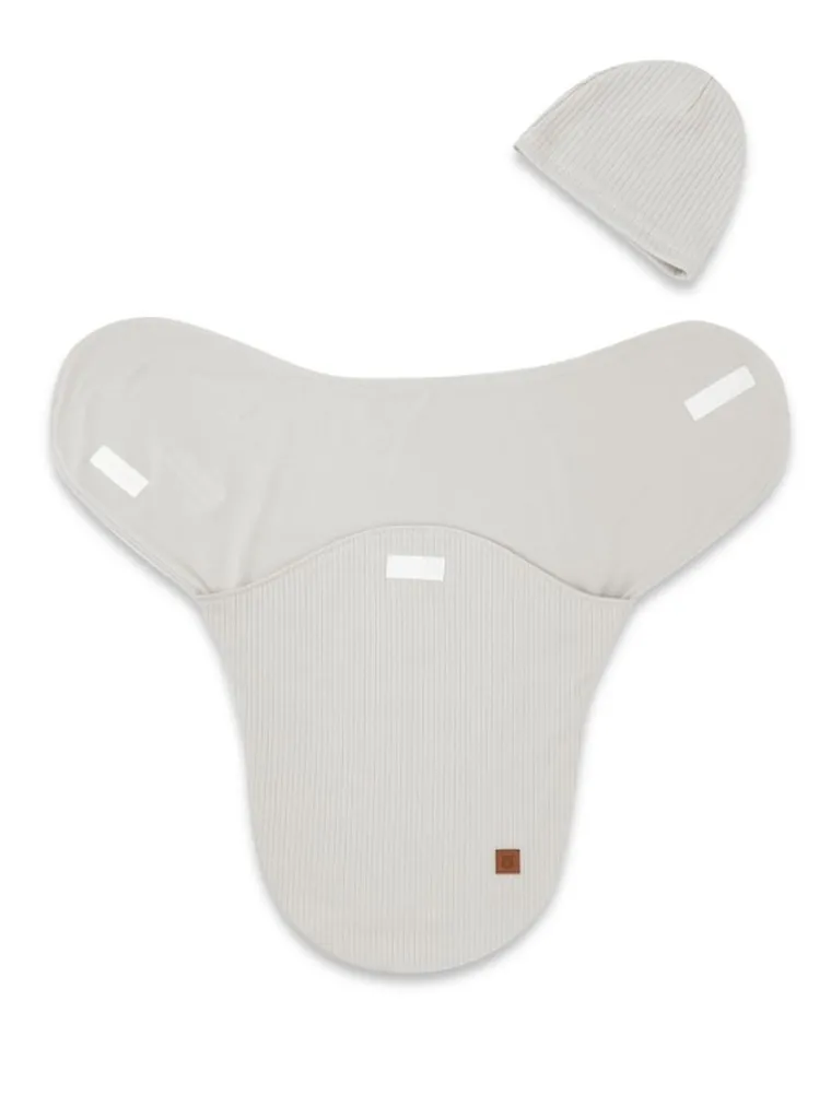 MimiNu, Soft, Leo, zestaw: otulacz do spania + czapeczka, szary, 0-3 m