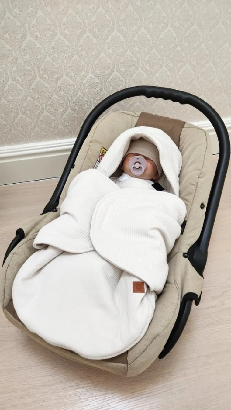 MimiNu, Soft, otulacz kubełkowy, śpiworek do fotelika samochodowego, beż, TOG 2-2.5, 0-6 m