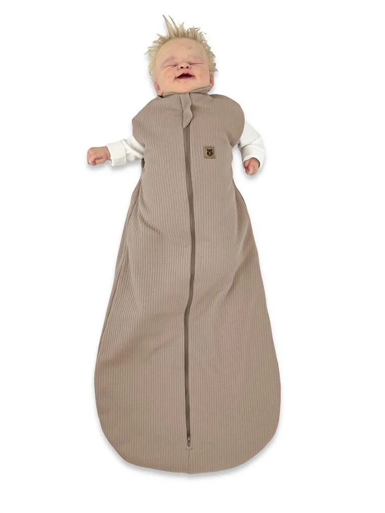 MimiNu, Soft, Teddy, śpiworek całoroczny, prążek, mokka, TOG 2.0-2.5, 3-12m