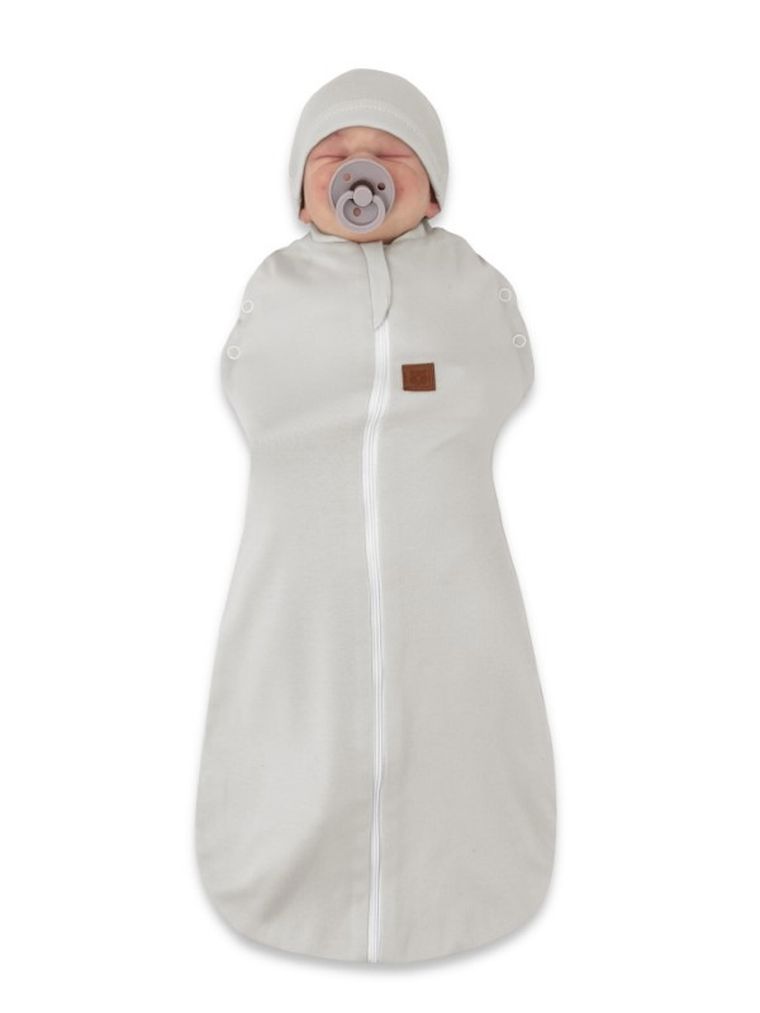 MimiNu, Soft, Teddy, zestaw: śpiworek + czapeczka, szary, TOG 0.5, 0-3 m