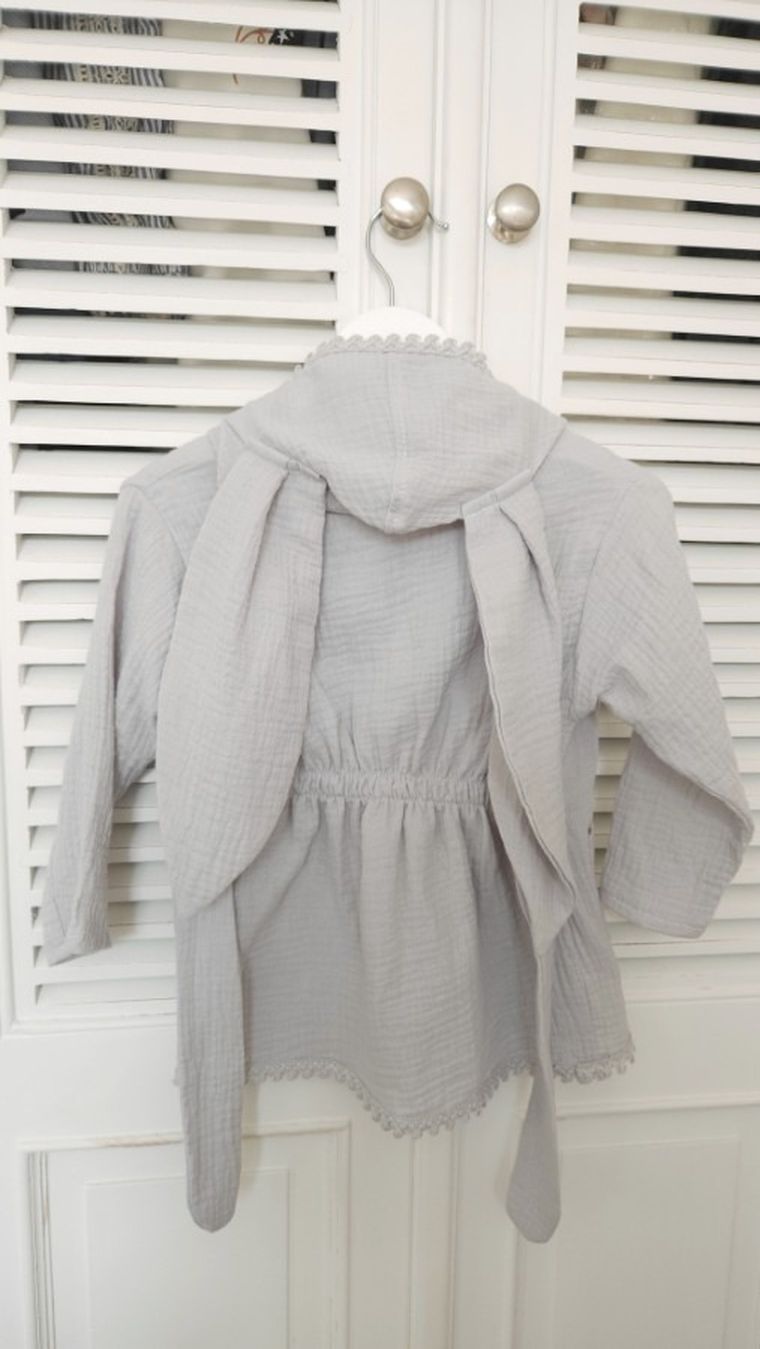 MimiNu, szlafroczek muślinowy, szary, rozmiar 86, 6m-2 l.