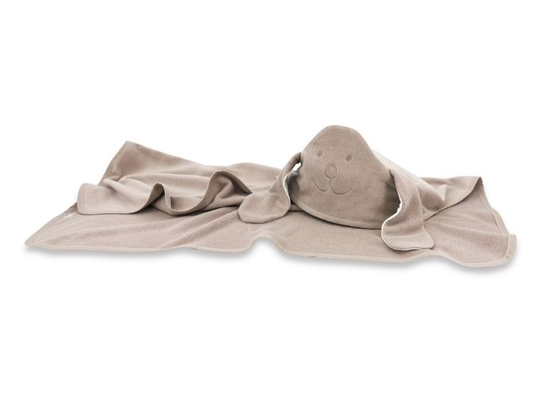 MimiNu, Uchatek, okrycie kąpielowe z haftem i uszami, bambus, mokka, 100-100 cm
