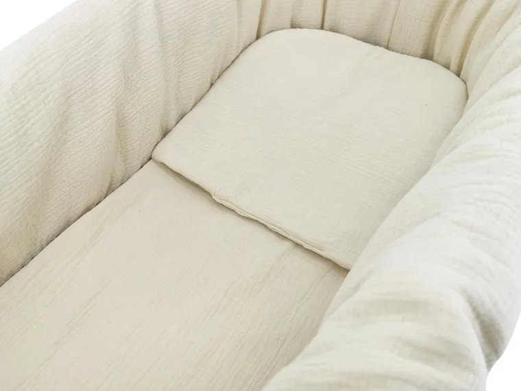 MimiNu, zestaw do gondoli, kosza Mojżesza, muślin, ciepły beż