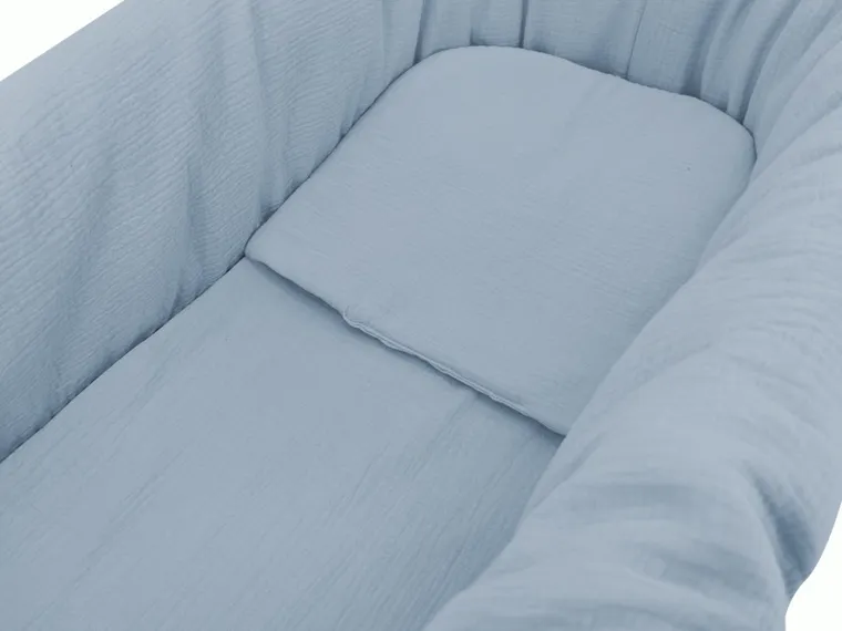 MimiNu, zestaw do gondoli, kosza Mojżesza, muślin, jeans