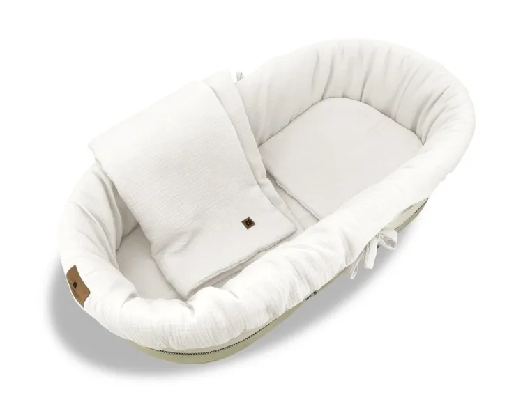 MimiNu, zestaw do gondoli, kosza Mojżesza, muślin, śmietanka