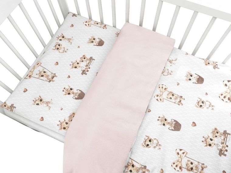 MimiNu, Żyrafka, komplet pościeli 2-częściowej, bawełna, beż, 120-90 cm