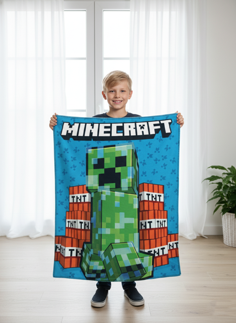 Minecraft, koc polarowy, niebieski, 100-140 cm