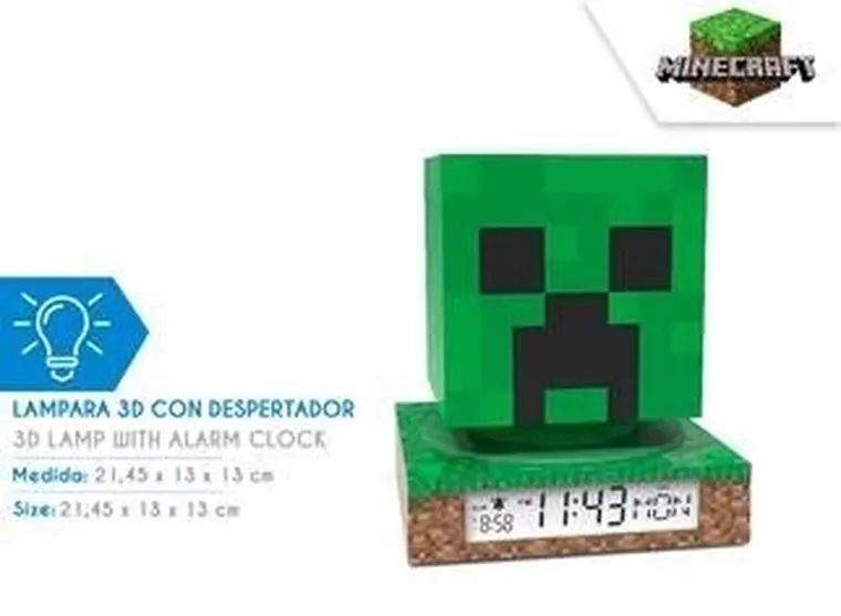Minecraft, lampka 3D z budzikiem