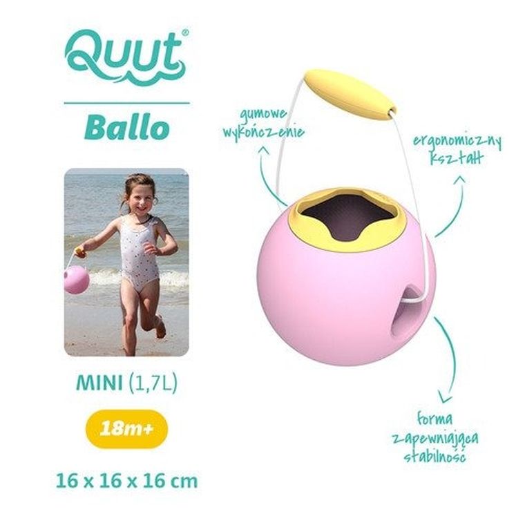Mini Ballo Quut, małe wiaderko wielofunkcyjne, Sweet Pink + Yellow Stone