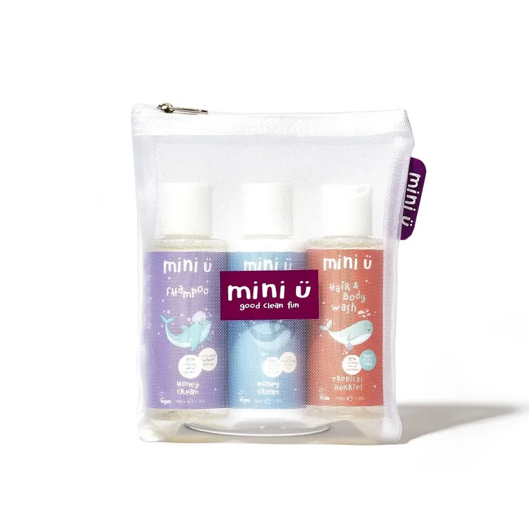 Mini U, Travel Set, podróżny zestaw kosmetyków dla dzieci z kosmetyczką