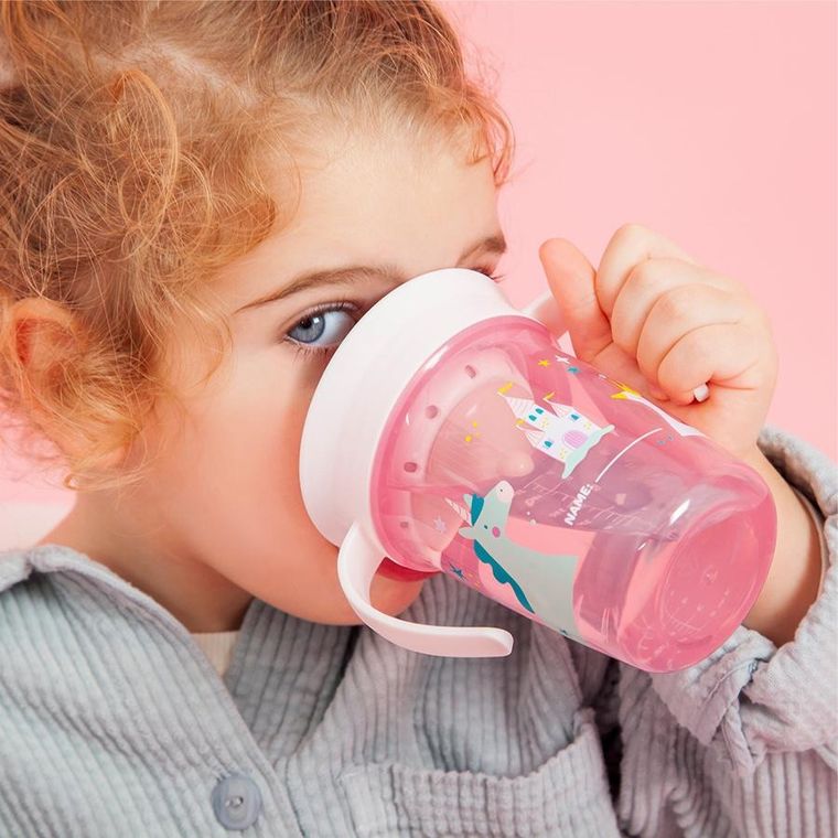 Miniland, kubek z silikonowym ustnikiem 360, jednorożec, 260 ml