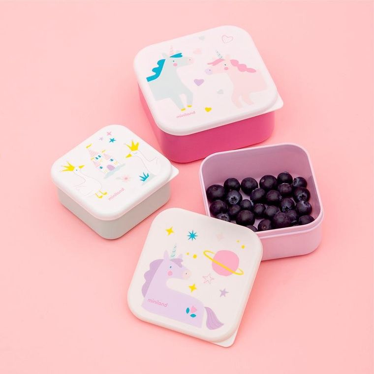 Miniland, lunchbox, Jednorożec, 3 szt.