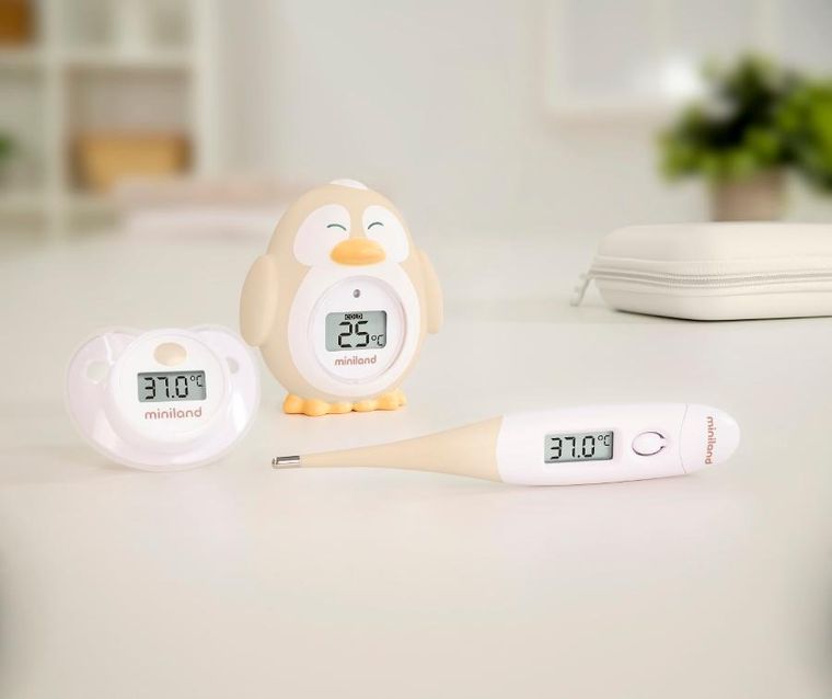 Miniland, Valencia, zestaw 3 termometrów: termometr flexi, do kąpieli, smoczek