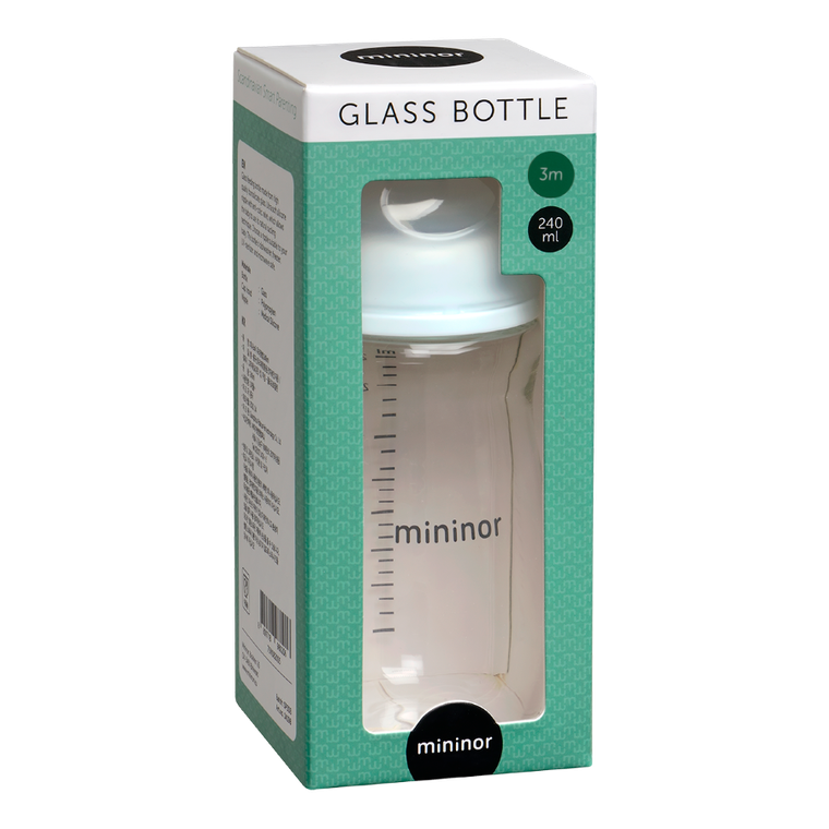 Mininor, butelka szklana, 240 ml, 3m+