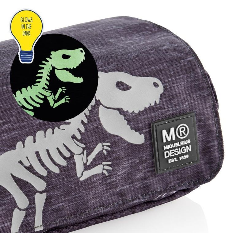 Miquelrius, Dinozaur, piórnik z klapką, świecący w ciemności