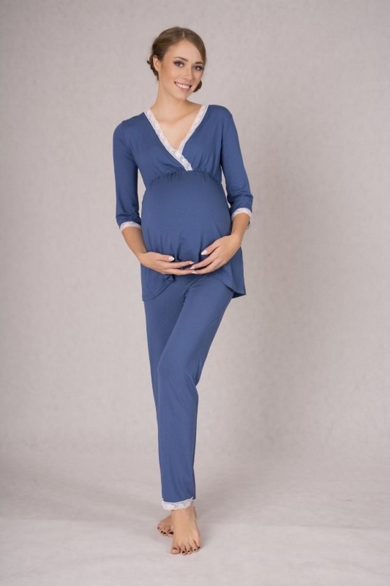 Miracle, piżama z koronką, rozmiar XXL, niebieska