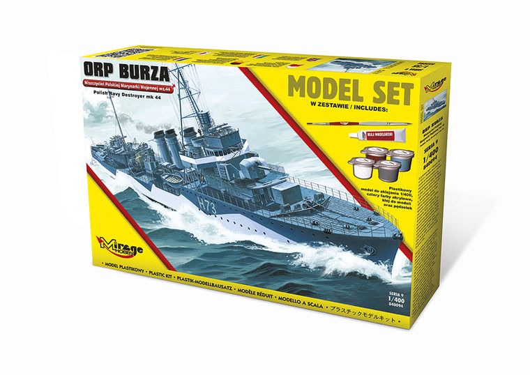 Mirage Hobby, niszczyciel ORP BURZA, model do sklejania