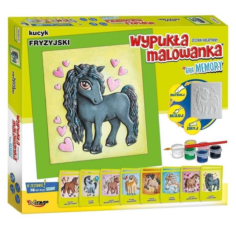 Mirage Hobby, Wypukła malowanka, Kucyk Fryzyjski, gra memory, zestaw kretywny