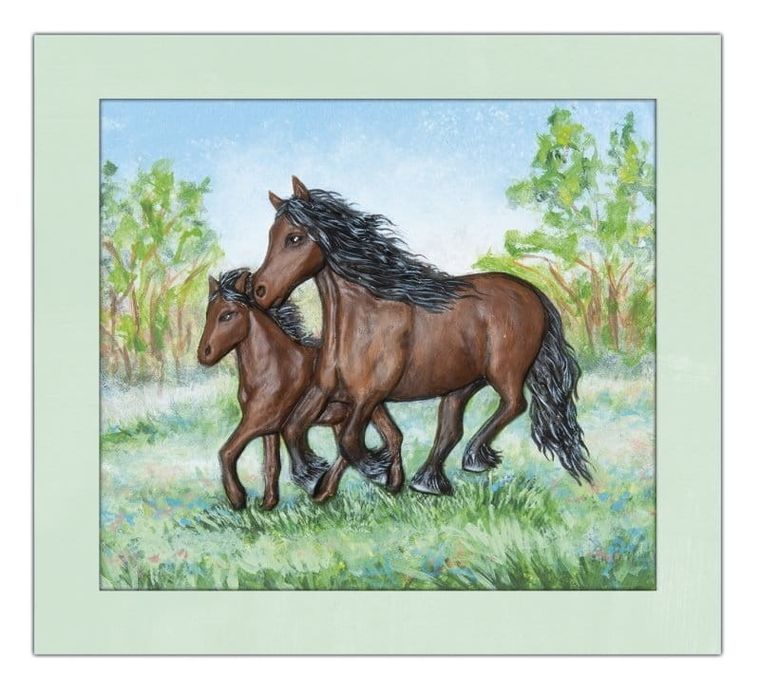 Mirage Hobby, Wypukła Malowanka, zestaw kreatywny do malowania, Konie Family, Fryzyjski