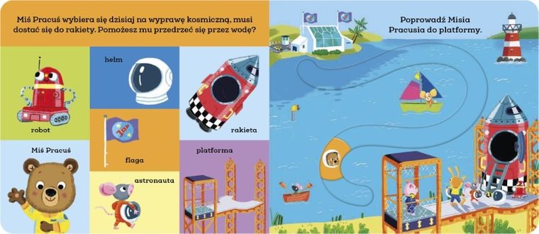 Miś Pracuś. Przesuń paluszkiem. W kosmosie