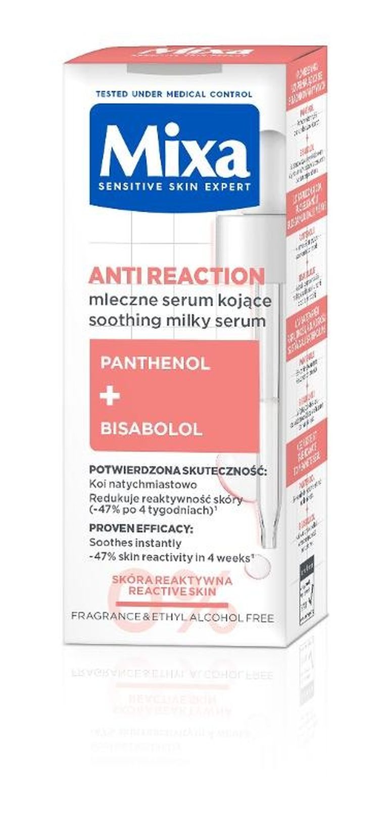Mixa, Anti Reaction, mleczne serum kojące przeciw zaczerwienieniom dla skóry reaktywnej, 30 ml