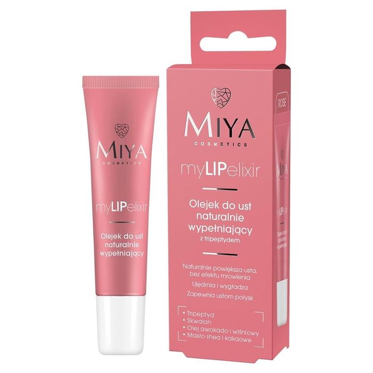 Miya Cosmetics, myLIPelixir, olejek do ust naturalnie wypełniający, rose, 10g