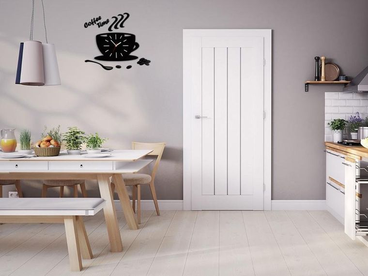 Modern Clock, zegar ścienny, coffee time, filiżanka, satin