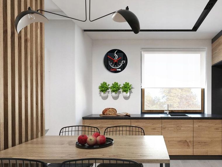 Modern Clock, zegar ścienny, coffee time II, black