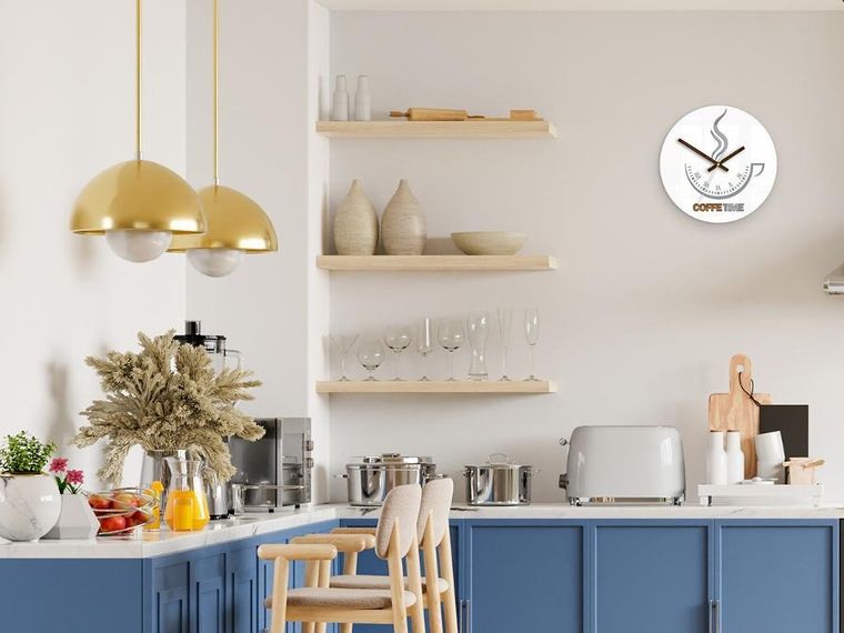 Modern Clock, zegar ścienny, coffee time II, white