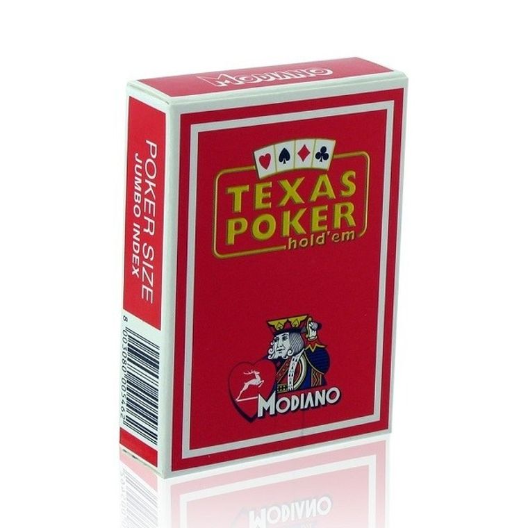 Modiano, Texas Poker Jumbo Index, karty do gry, czerwone
